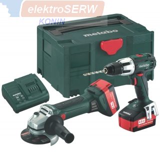METABO Zestaw narzędzi akumulatorowych: wiertarka udarowa SB 18 LT + szlifierka kątowa W 18 LTX 125 (2 akumulatory li-ion) 685039000