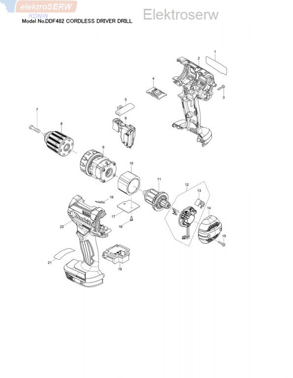 Makita wirnik do wkrętarki DDF482, DHP482