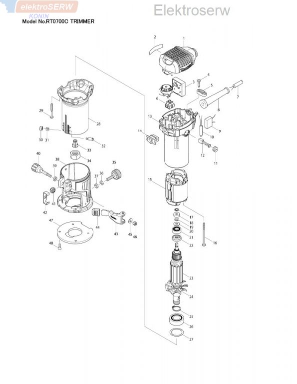 Makita obudowa silnika do frezarki RT0700C 140735-2