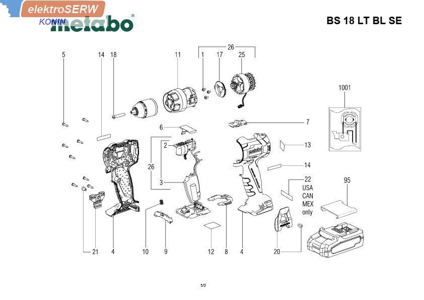 Metabo Silnik komplet wiertarki BS 18 LT BL SE 0236700 316066940