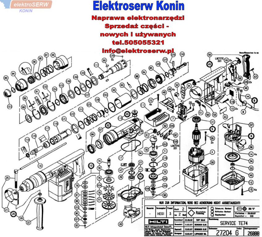 uchwyt 115V kpl do młotowiertarki Hilti TE 74 206060