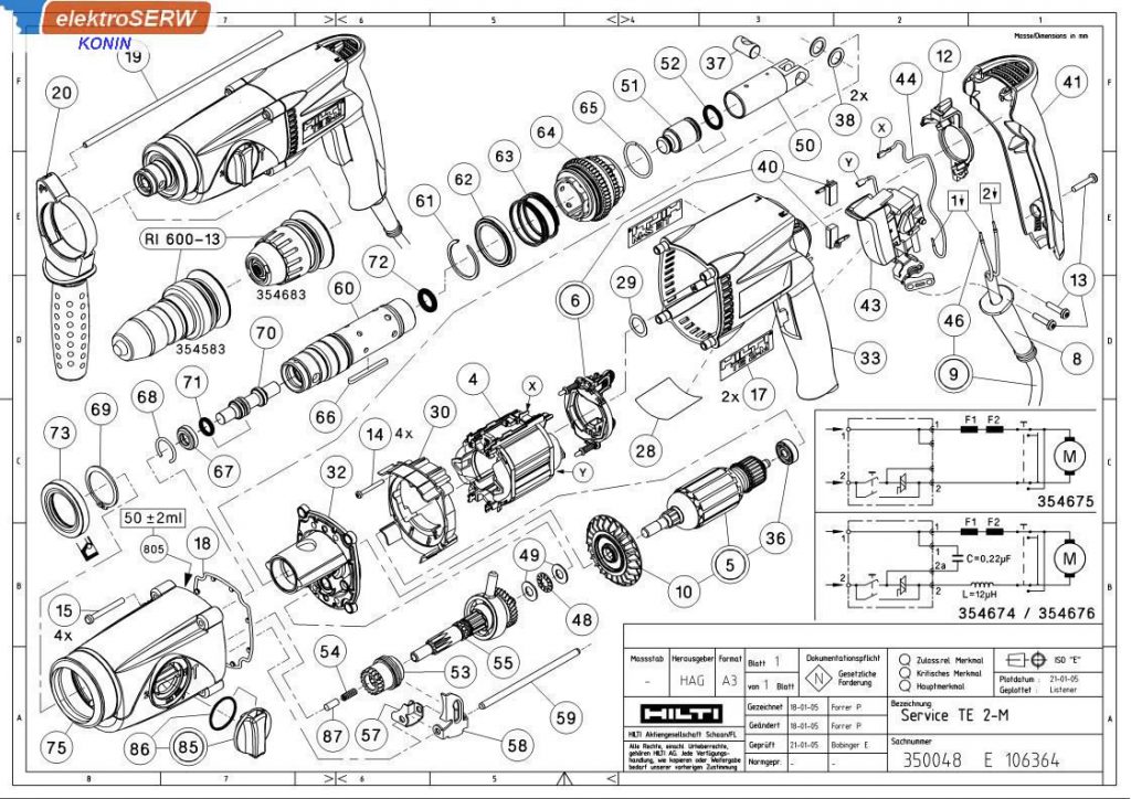 Komplet płyt łożyskowychdo młotowiertarki HILTI TE 2 M 354544 354593