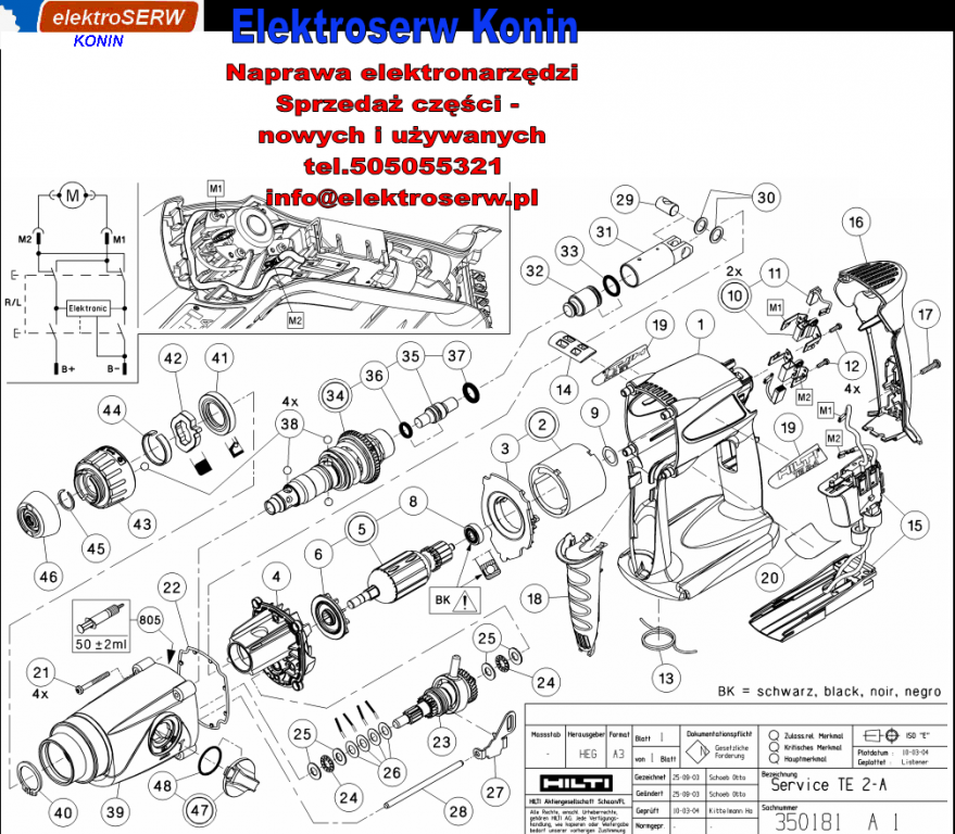 Przekładnia wieloczłonowa do młotowiertarki HILTI TE 2 M 354544 354779
